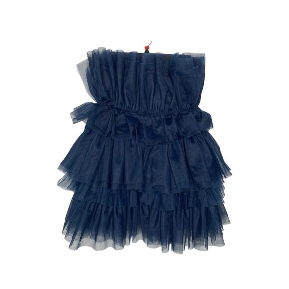 Altar'd State Daria Tulle Mini Dress in Navy Blue - Picture 4 of 10
